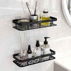 Plantex 12x5 inch Aluminium Black Matt Finish Bathroom Shelf