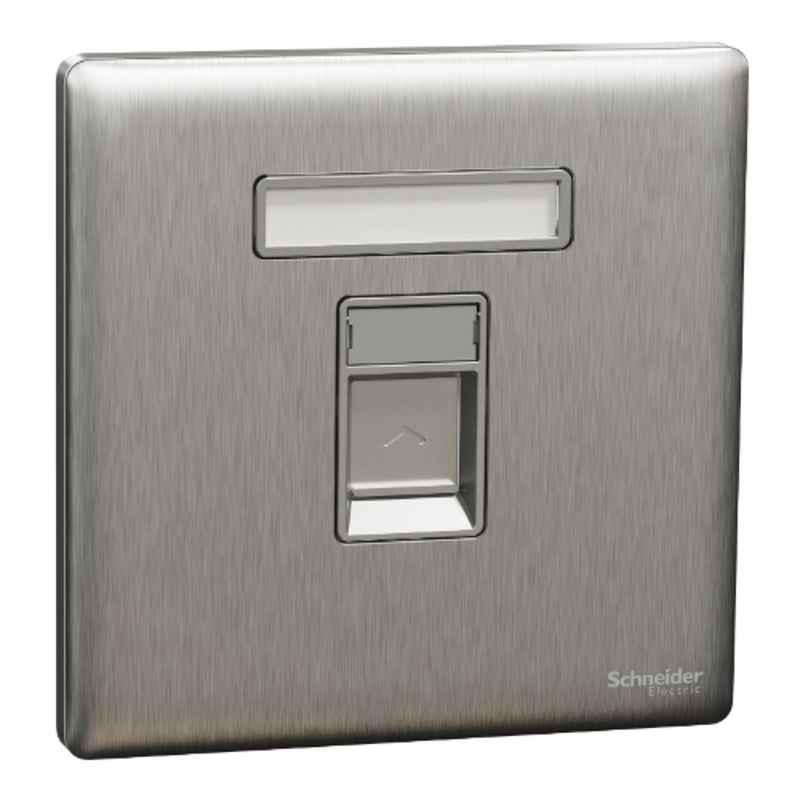 Schneider Electric Unica X 1M RJ45 Cat6 Stainless Steel Shuttered Data Socket, NUX31RJ6_SS