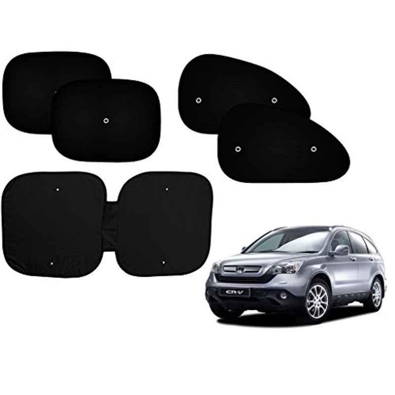 Auto Pearl 5 Pcs PVC & Mesh Black Window & Front Sun Shade Set for Honda CR-V