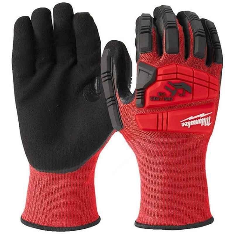 Milwaukee 4932478128 Black & Red Cut Level 3 Impact Dipped Gloves, Size: L