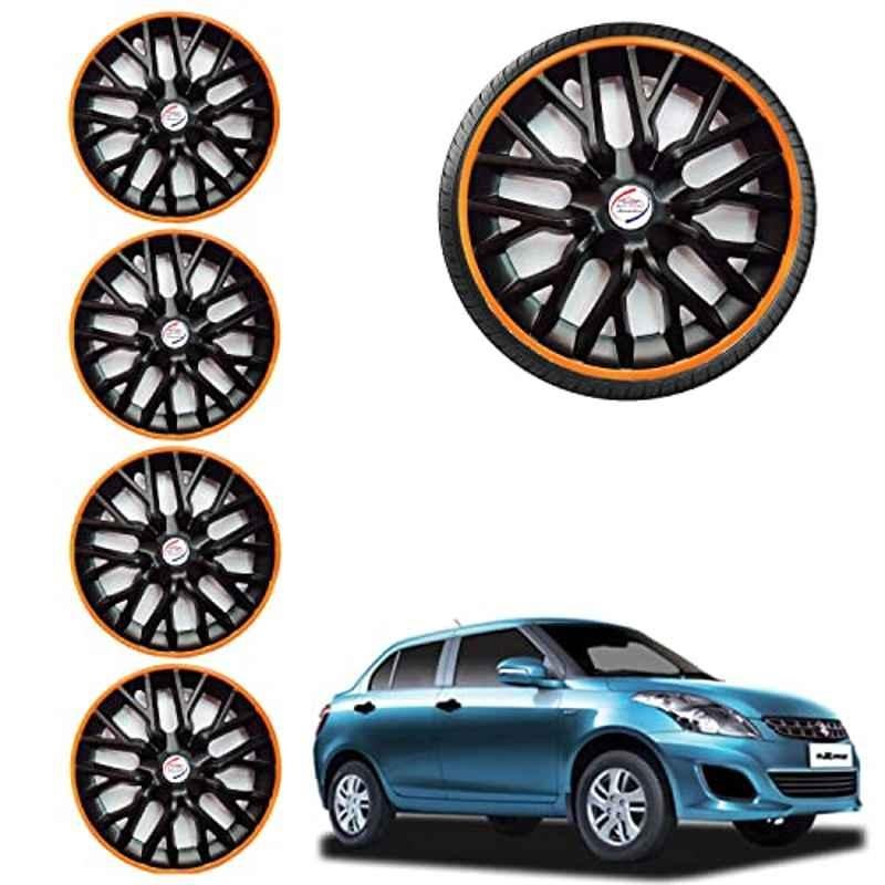 Auto Pearl 4 Pcs 14 inch ABS Phoenix Black & Orange Car Wheel Cover Set for Maruti Suzuki Dzire Typ2