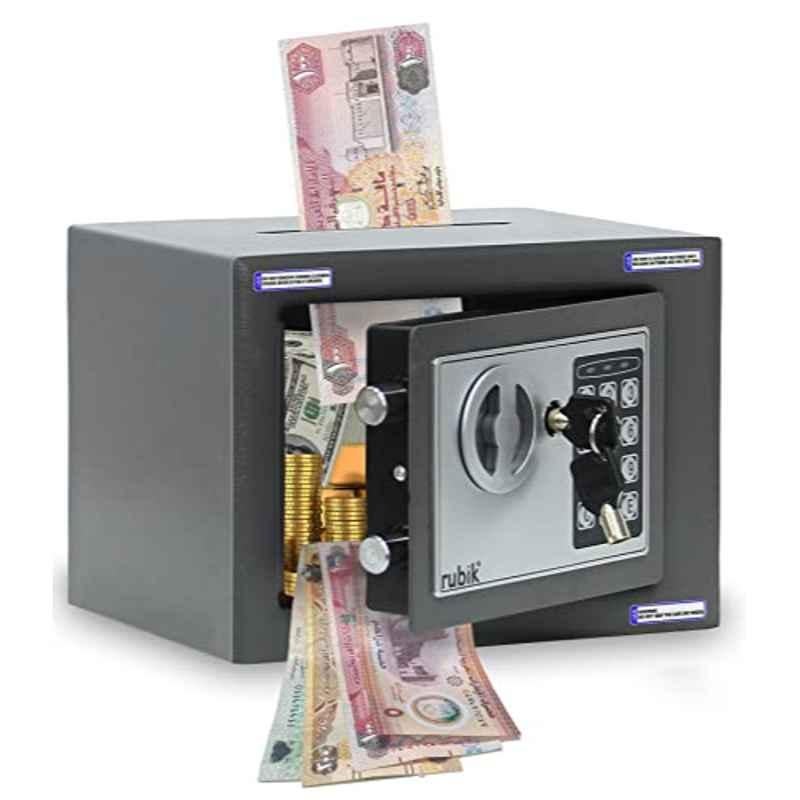 Rubik Alloy Steel Grey Mini Cash Deposit Box, RB17E-DROPCO