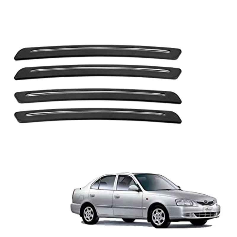 Kozdiko 4 Pcs Rubber Black Car Bumper Protector Set with Chrome Strip for Hyundai Accent