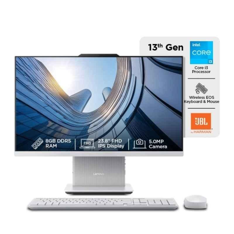 Lenovo IdeaCentre 24IRH9 Cloud Grey All in One Desktop with Intel Core i3-1315U/8GB RAM/512GB SSD/Window 11/Microsoft 365 Basic & Office Home 2024/Wireless EOS Keyboard & Mouse/23.8 inch FHD IPSDisplay, F0HN0106IN