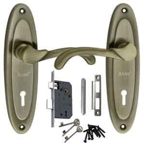 ATOM 7 inch Brass & Iron Brass Antique Finish Mortise Door Lock Set, MH-412-KY-BA