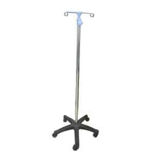 Arun 5ft Stainless Steel Silver IV Saline Stand, ASU-520