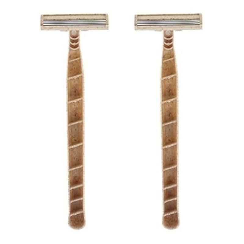 Shaveco 3 Blades Shaving Razor with Lubricating Strip & Biodegradable for Men & Women, SHVDRZR2 (Pack of 2)