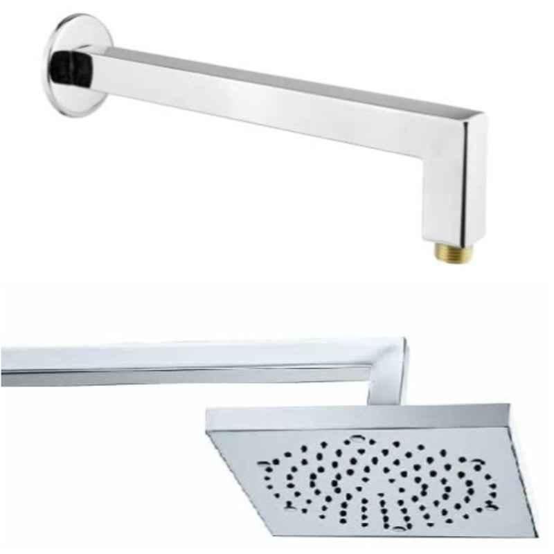 Marcoware 18 inch Stainless Steel Chrome Finish L Type Shower Arm with Wall Flange