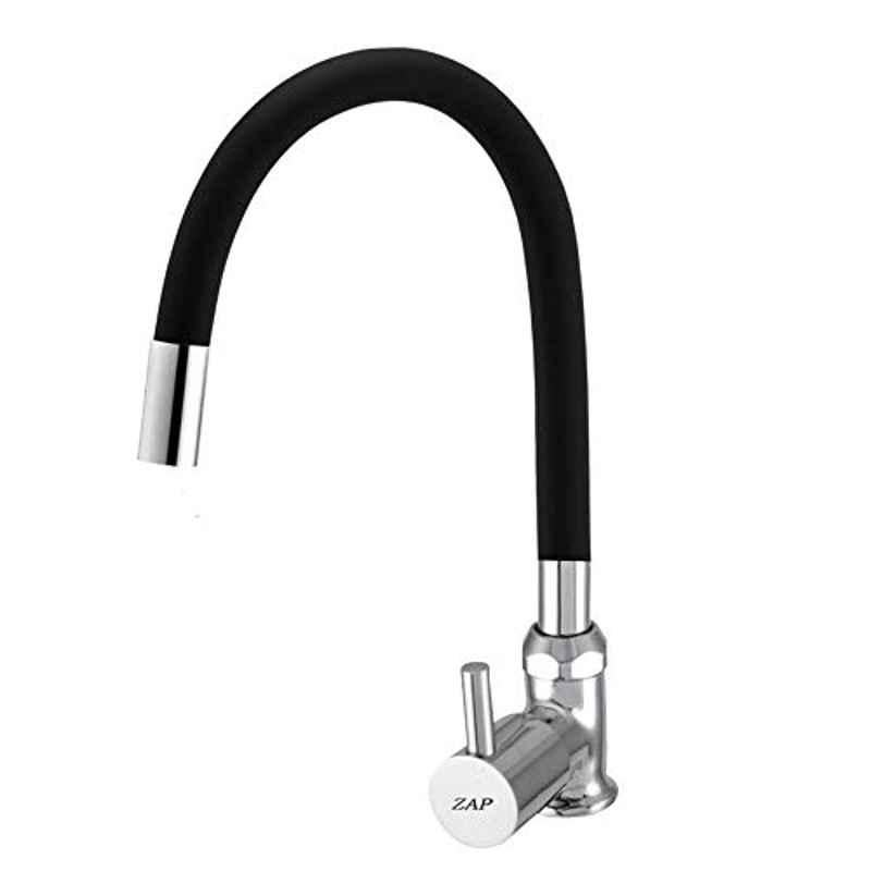 ZAP Brass Single Lever Kitchen Swan Neck with 360 Swivel Spout & Flexible Silicone Spout
