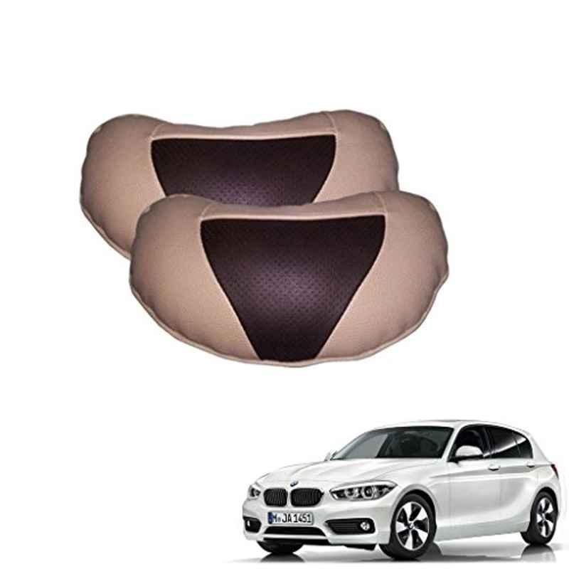 Kozdiko 2 Pcs Brown & Beige Neck Rest Set for BMW 1 Series, koz_38961