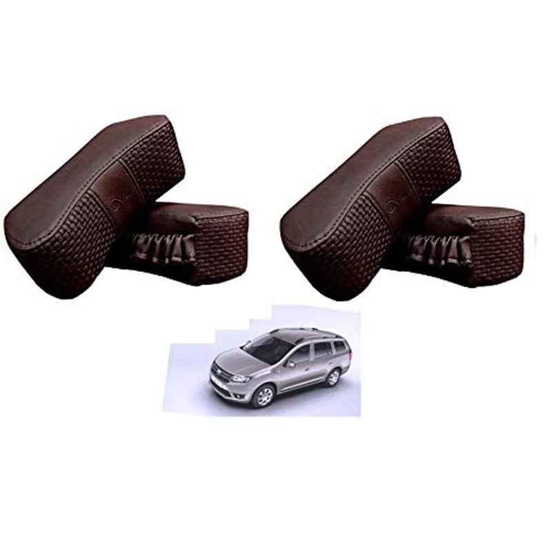 Kozdiko 4 Pcs CV Designer Cola Leatherite Neck Rest Car Cushion Pillow Set for Mahindra Logan