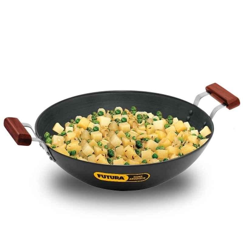 Hawkins Futura 5 Litre 33cm Hard Anodized Flat Bottom Deep Fry Pan, AD 50 (Pack of 3)
