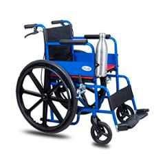 Everactiv by HCAH Economy Foldable Wheelchair with Extra Soft Cushions for  extra comfort 18 Seat Width 120 Kg Weight Bearing Capacity wheelchair for  old people Blue Seniority