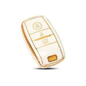 Flymaster Thermoplastic Polyurethane White TPU Car Key Cover, WHITE-TPURKE-49