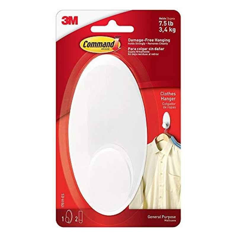 Command 17019-ES White Metal Clothes Hanger, Size: Large