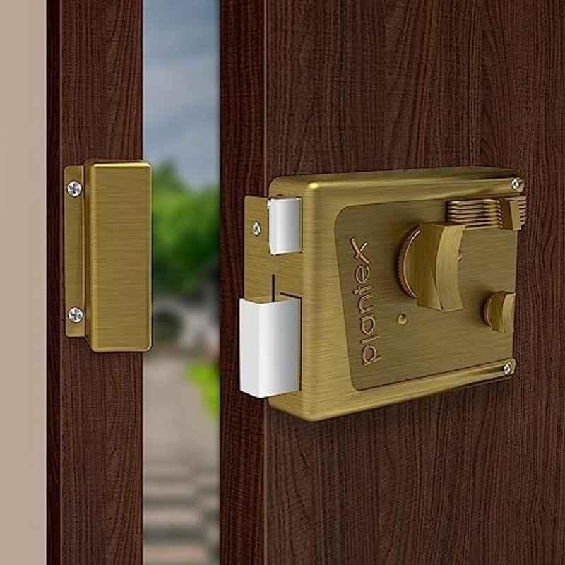 Plantex Heavy Duty Night Latch Door Lock with Key & Knob for Main Door/Inside Opening for Home, Hotel, Office Antique Brass
