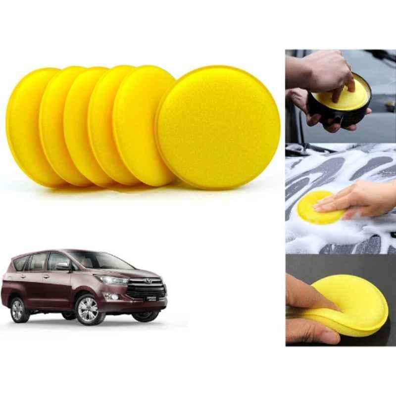 Auto Pearl Polyurethane Beige Washing & Waxing Polish Foam Sponge for InnovaCrysta 2016-2020 (Pack of 6)