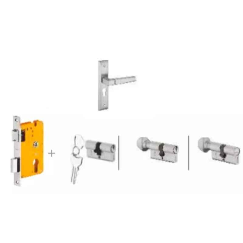 Dorset Cosmo HL CS 8 inch Zinc SC Finish Lock Set with Knob & 70mm Key Cylinder (Pack of 2)