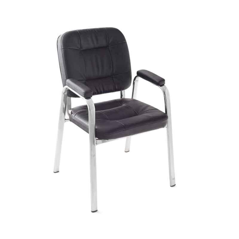 Da Urban Dalton Black Leatherette Visitor Chair with Heavy Frame