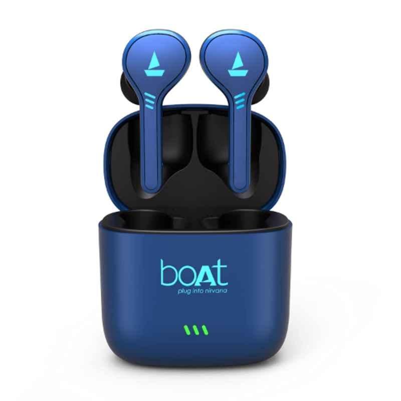 boAt Airdopes 433 Twin Wireless Blue Ear Buds with Case