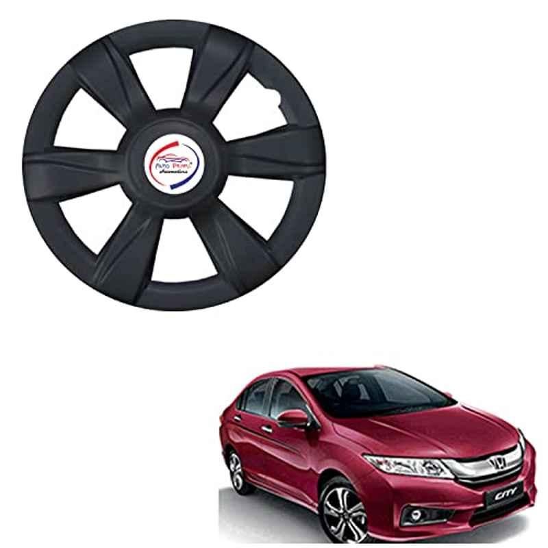 Auto Pearl 4 Pcs 15 inch ABS Xylo Black Hubcap Wheel Cover Set with Retention Ring for Honda City Idtec 2016