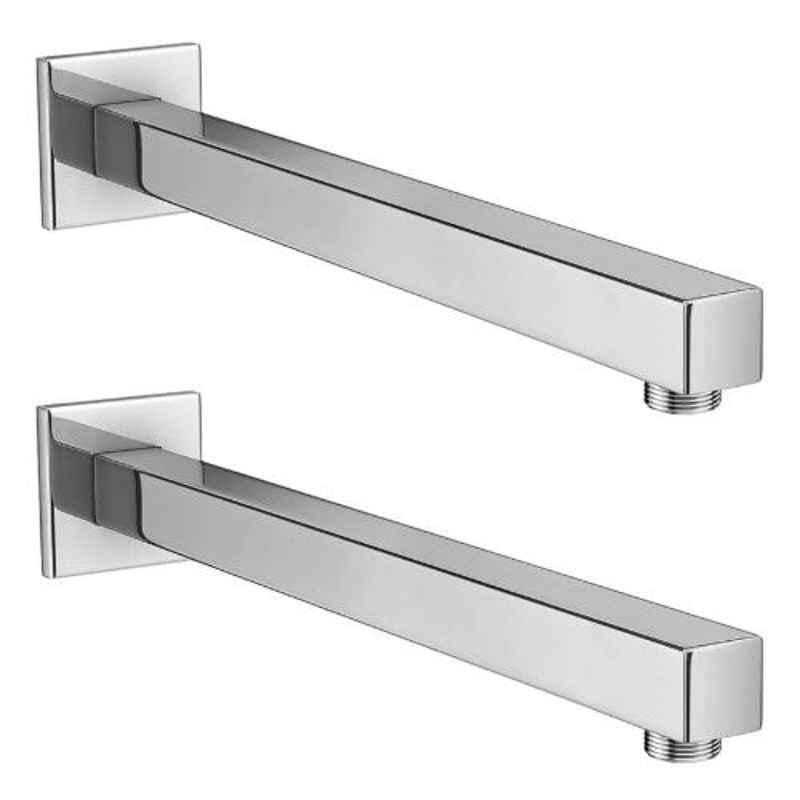 Drizzle 2 Pcs 18 inch Stainless Steel Chrome Finish Silver Square Shower Arm Set, A18SQARM2