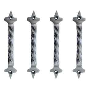 Mix & Match Twisted 6 inch Cast Iron Black Antique Finish Cabinet Pull Handle for Wardrobe, Cupboard & Window (Pack of 4)