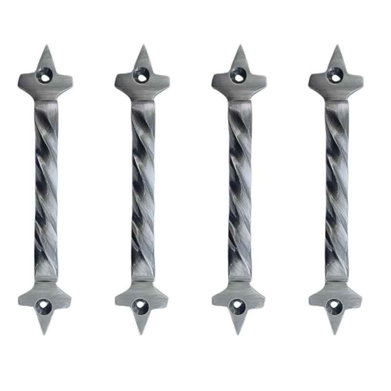 Mix & Match Twisted 6 inch Cast Iron Black Antique Finish Cabinet Pull Handle for Wardrobe, Cupboard & Window (Pack of 4)