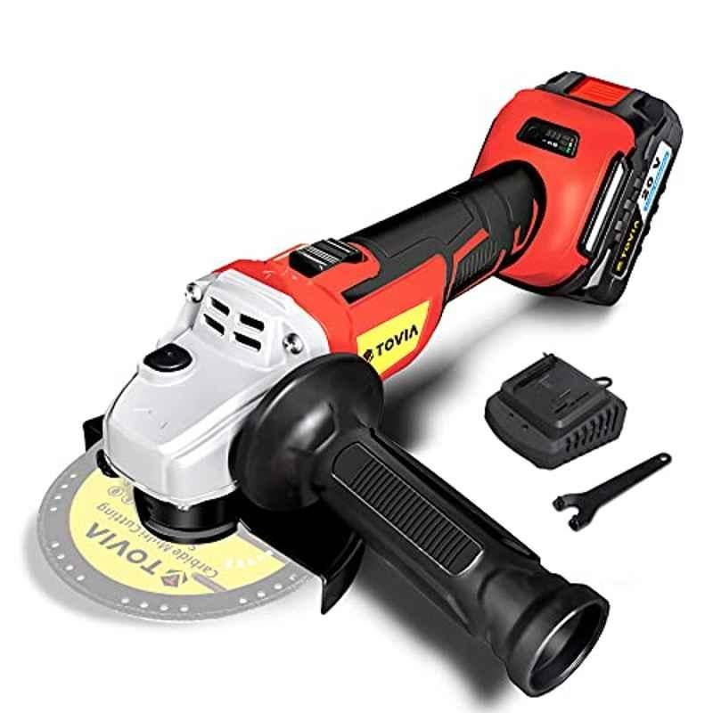 T-Tovia 20V 4.0Ah Cordless Angle Grinder with Side Handle & Battery Pack