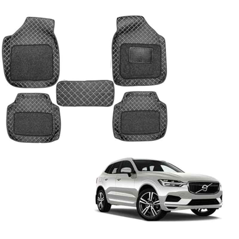 Kozdiko 5 Pcs Waterproof & Luxury 7D Black Leatherette Car Floor Mat Set for Volvo XC60