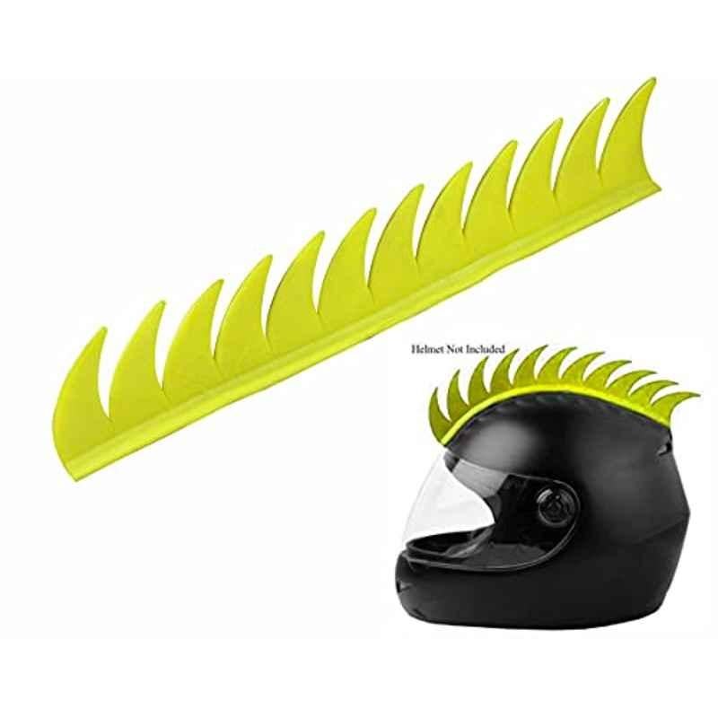 Miwings Cuttable Rubber Mohawk/Spikes Helmet Accessory For All Motorcycles Dirt Bike And Normal Helmets (Neon)