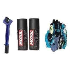 AOW Motul Chain Cleaning Kit Combo of C1 and C2 (150 ml) Chain Lube and Cleaner with Brush and Waste