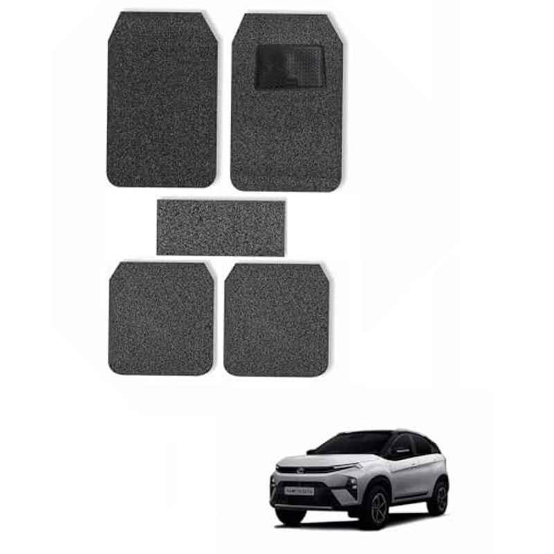 Kozdiko 5 Pcs Grey Heavy Duty Anti-Slip Noodle Nomad Style Car Floor Mat Set for Tata Nexon Facelift (2023-Present)