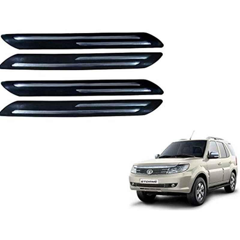Kozdiko 4 Pcs PVC Black Double Chrome Finish Car Bumper Protector Set for Tata Safari Storme