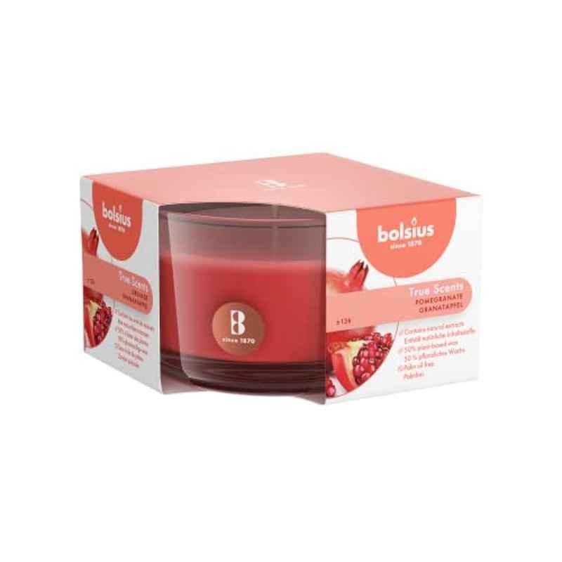 Bolsius Rustic Sunset Glass, Wax & Cotton Wick Scented Candle Pomegranate Wax, 101925250415, Size: Small