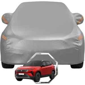 Allextreme Polyester Grey Highlighter Car Cover with Mirror Pocket & Triple Stitched Bottom Elastic for Tata Harrier All Model & Years, TATA-HRR-GRY