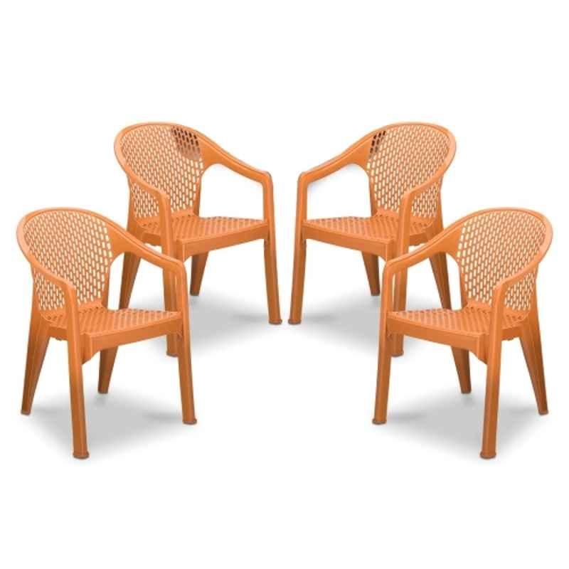 Maharaja Galaxy 570x580x800mm Plastic Orange Plastic Armrest Chair (Pack of 4)