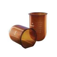 Borosil 1000ml Amber L Flask with Side Cut for Dissolution Apparatus, 4268029