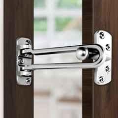 Plantex Heavy Duty Swing Bar Lock/Door Safety Guard with High Security Auxiliary Lock for Home/Office/Hotel SH-42, Silver, Chrome Finish