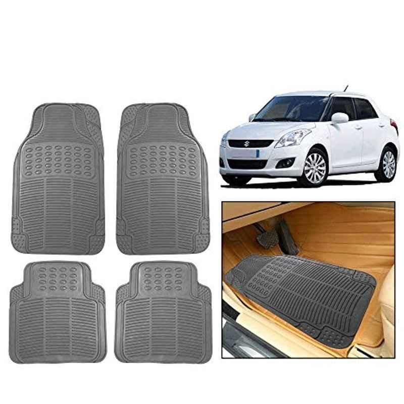 Kozdiko 4 Pcs Rubber Grey Car Simple Foot Mat Set for Maruti Suzuki Vitara Brezza