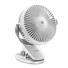 Longway Clipzy 10W 2000mAh Plastic White Rechargeable Portable Clip Fan with 360 deg Rotation & 3 Speed Control & 1 Year Warranty