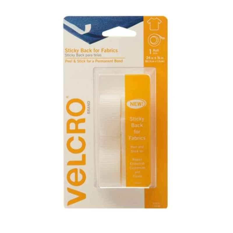 Velcro 3/4x24 inch White Sticky Back for Fabrics Tape