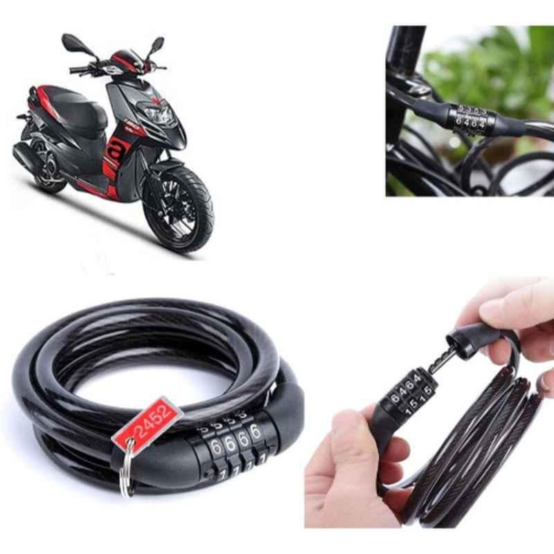 Auto Pearl PVC & Plastic Black Combination Cable Lock for SR 150, 539