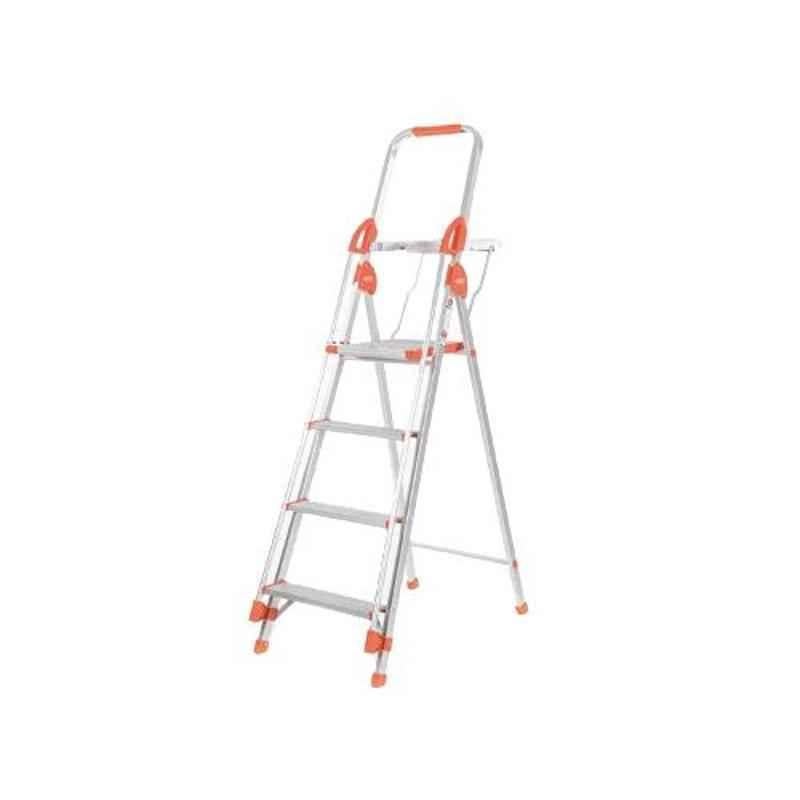 Bathla Zenith Plus 4 Step Silver & Orange Aluminium Ladder