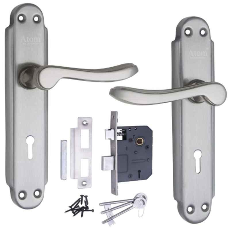 ATOM 7.5 inch Stainless Steel Silver Satin Finish Mortise Door Lock Set, MH-ALFA-KY-SS