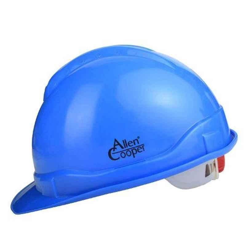 Allen Cooper Blue Polymer Ratchet Type Safety Helmet with Chin Strap, SH721-B (Pack of 10)