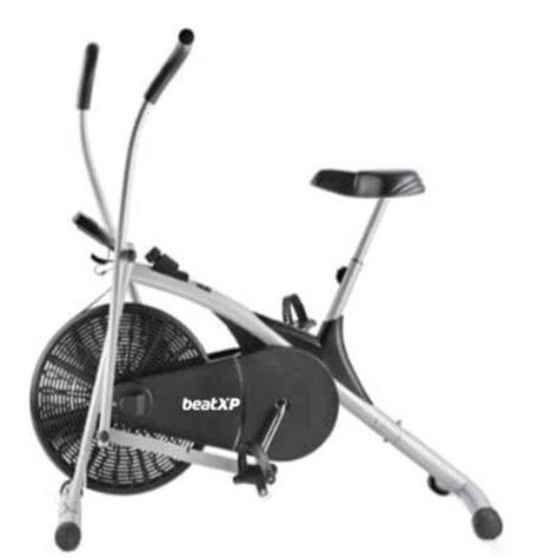 Pristyn Care beatXP Air Bike Black Exercise Bicycle with Moving Handles & Back Support Dual-Action
