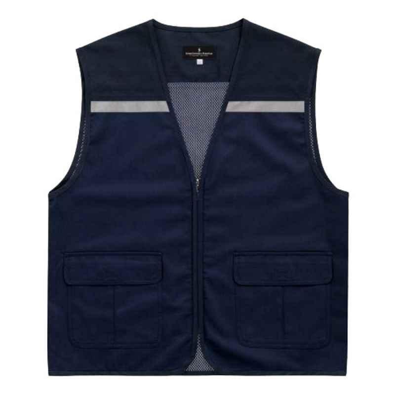 Superb Uniforms Cotton Navy Single Tone Industrial Safety Jacket, SUW/N/HVVJ03, Size: S