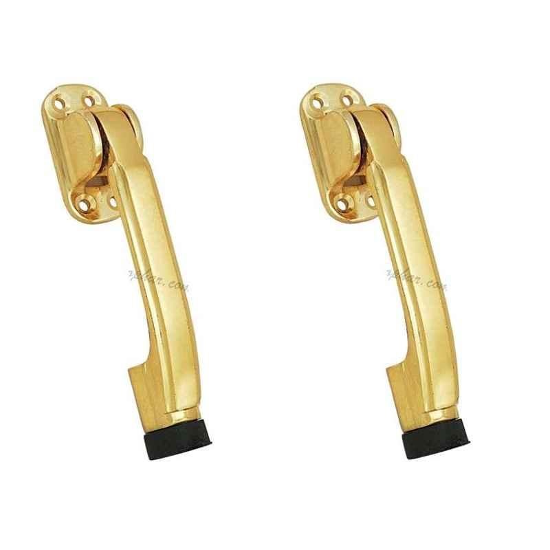 Smart Shophar 5 inch Brass Gold Meldal Door Stopper, SHA10ST-MELD-GL05-P2 (Pack of 2)