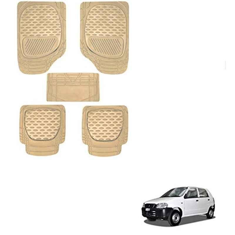 Kozdiko 6255 5 Pcs Rubber & PVC Beige Car Foot Mat Set for Maruti Suzuki Alto K10